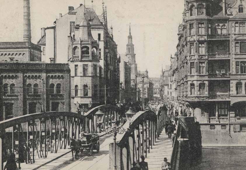 Widok z Chwaliszewa na ulicę Szeroką (Wielką) w kierunku Starego Miasta, pocztówka, ok. 1908 r.
