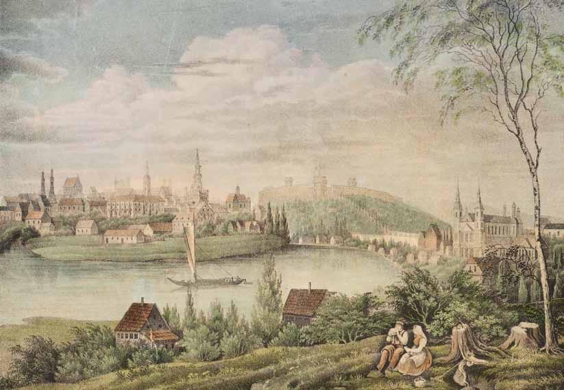 Widok miasta od południa, litografia wg rysunku J. von Minutoliego, 1838 r.