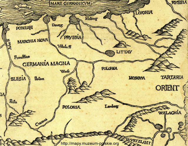 Fragment średniowiecznej mapy Europy Mikołaja z Kuzy.
