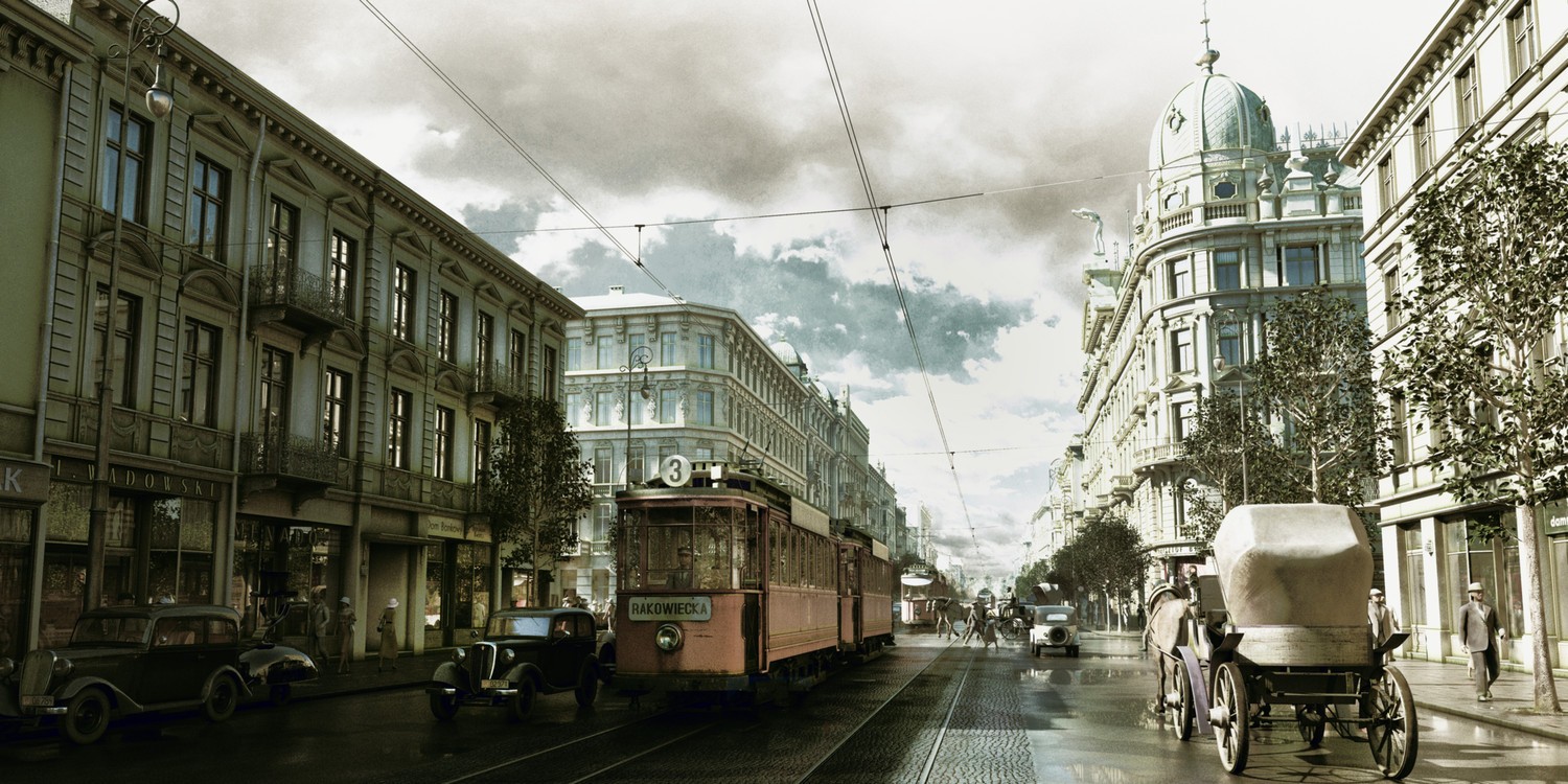 Warszawa 1935 - Cienie Miasta Klasyka tamtych czasów 20 lecie międzywojenne koloryzowane